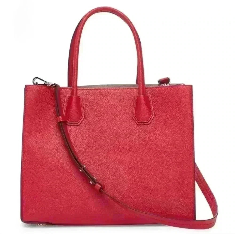 NWT MICHAEL KORS Large Red Mercer Tote Bag - Picture 3 of 5